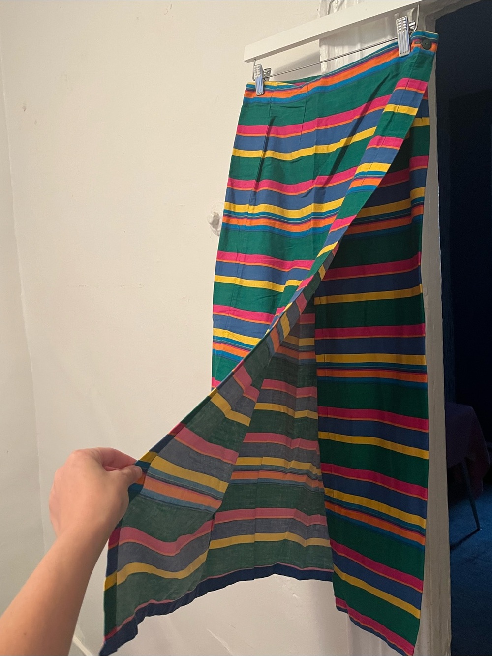 100% Cotton Striped Maxi Wrap Skirt